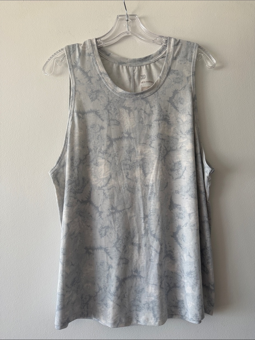 All in Motion Gray Tie Dye Sleeveless Workout Tank Top Size Large L